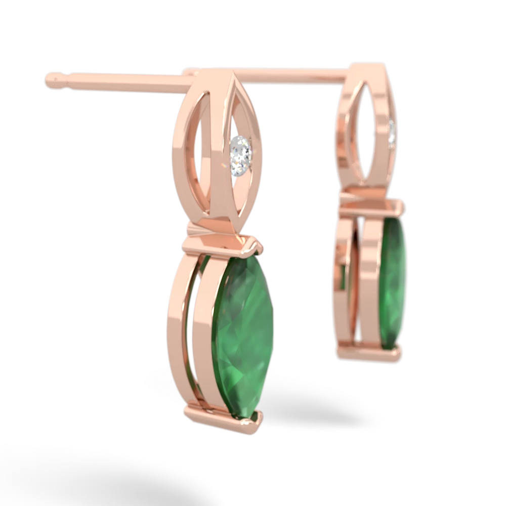 Emerald Marquise Drop 14K Rose Gold earrings E5333