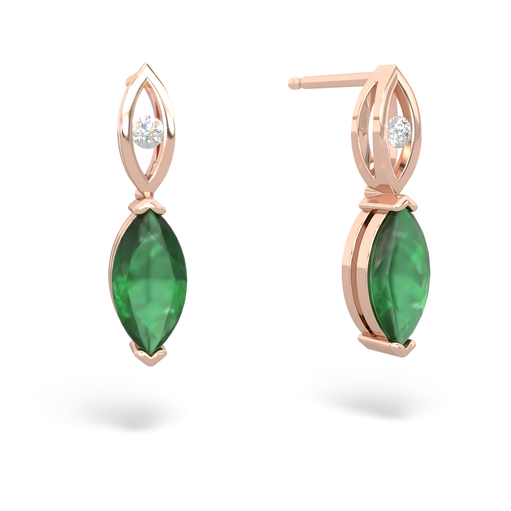 Emerald Marquise Drop 14K Rose Gold earrings E5333