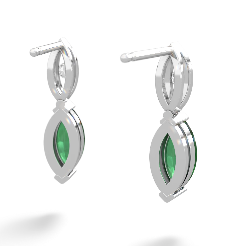 Emerald Marquise Drop 14K White Gold earrings E5333