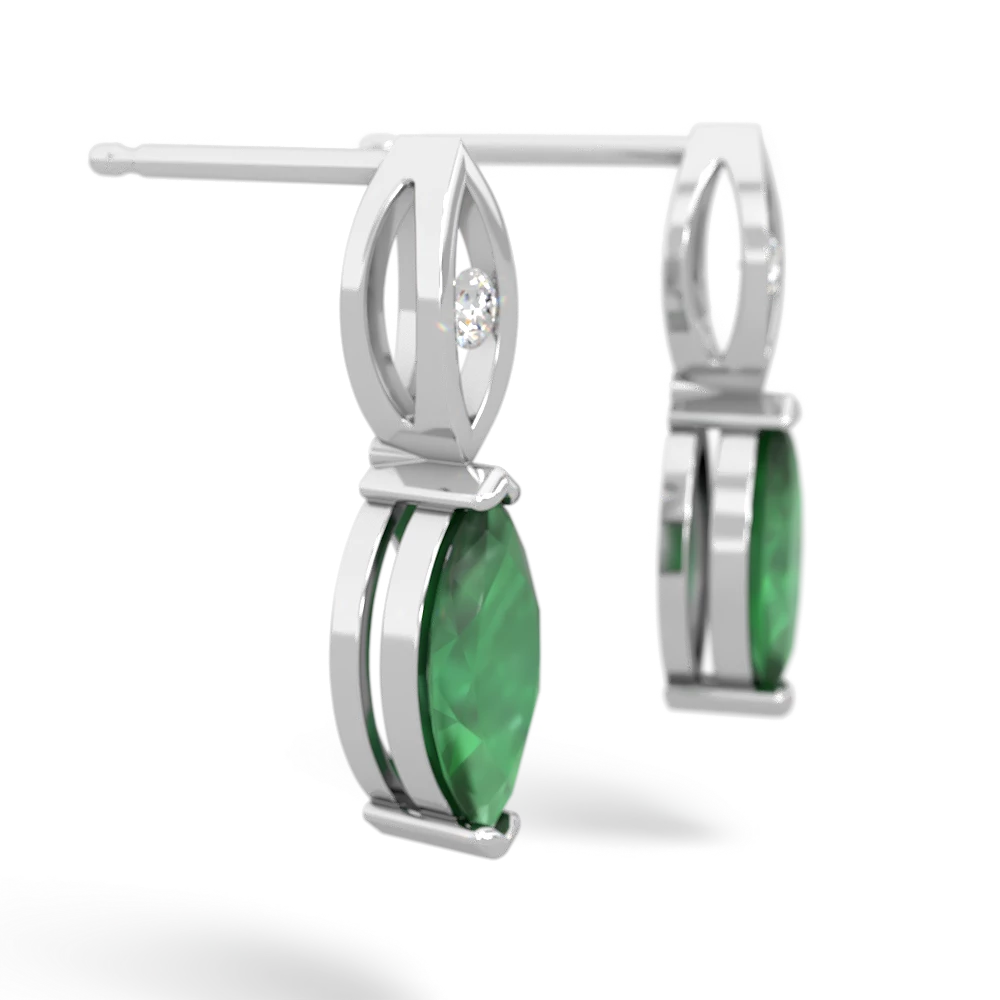 Emerald Marquise Drop 14K White Gold earrings E5333