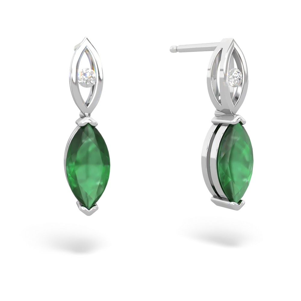 Emerald Marquise Drop 14K White Gold earrings E5333