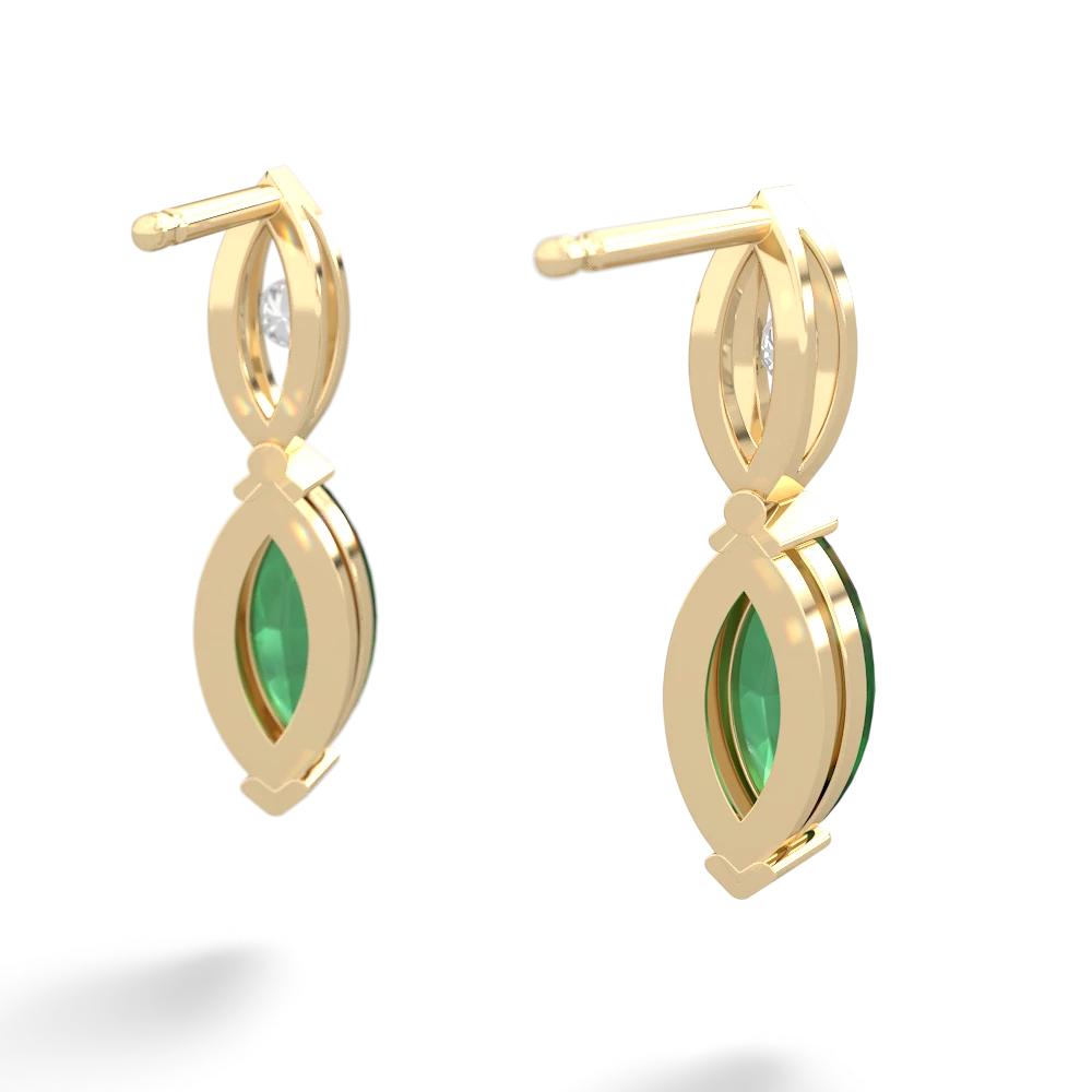 Emerald Marquise Drop 14K Yellow Gold earrings E5333