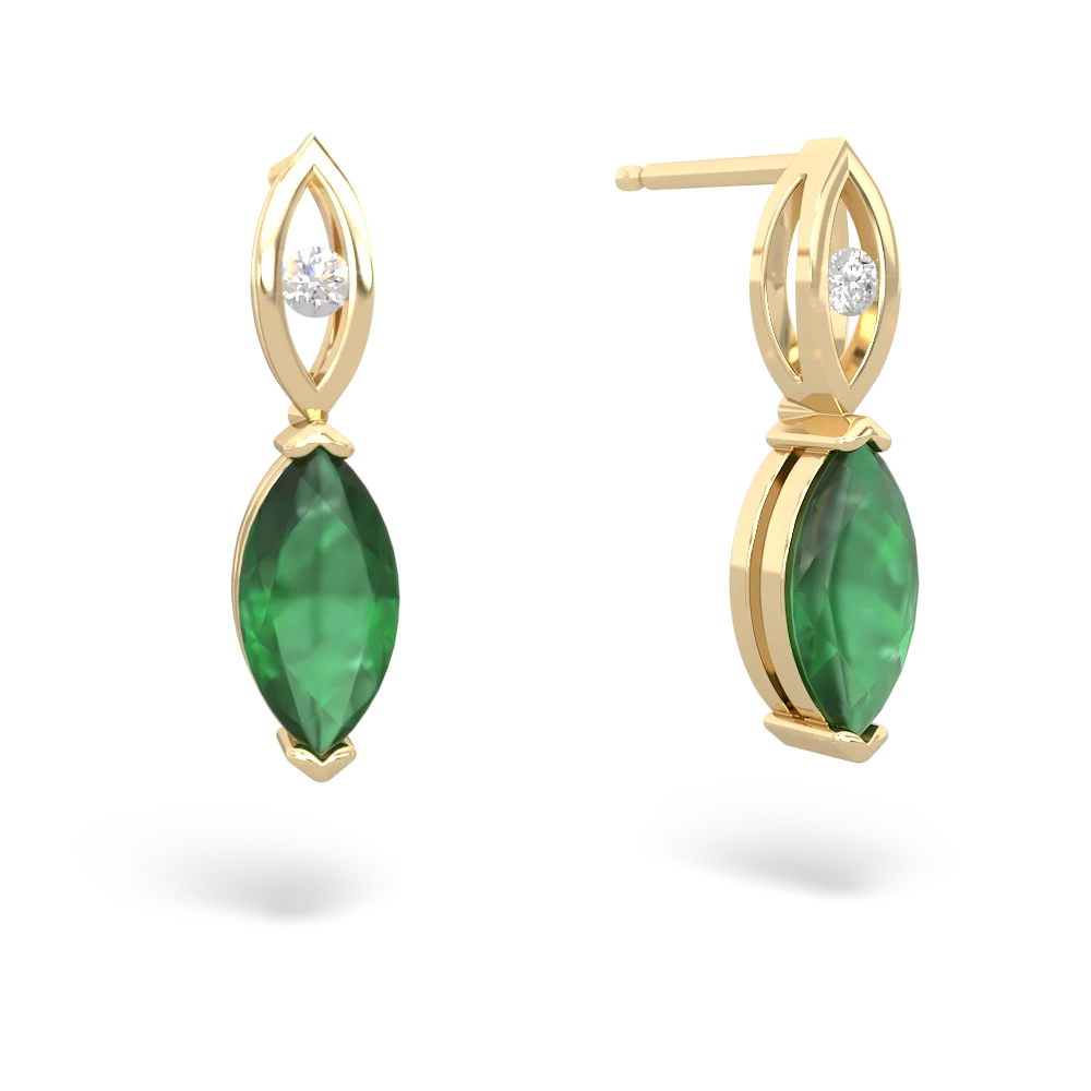 Emerald Marquise Drop 14K Yellow Gold earrings E5333