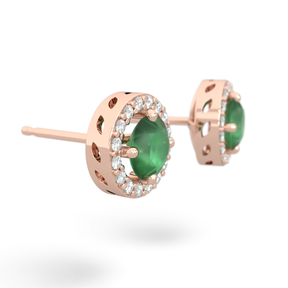 Emerald Halo 14K Rose Gold earrings E5320