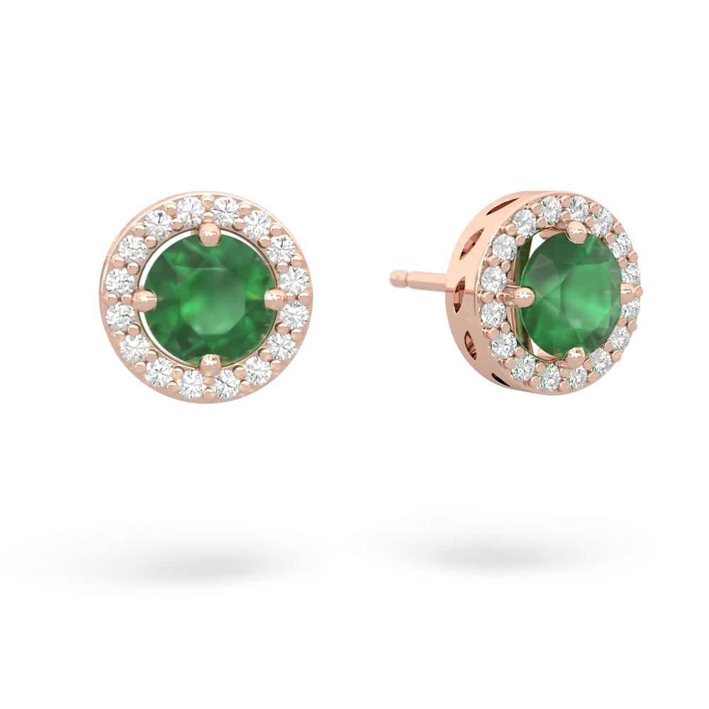 Emerald Halo 14K Rose Gold earrings E5320