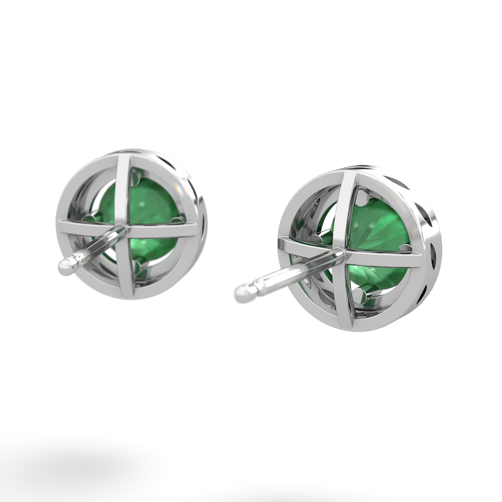 Emerald Halo 14K White Gold earrings E5320