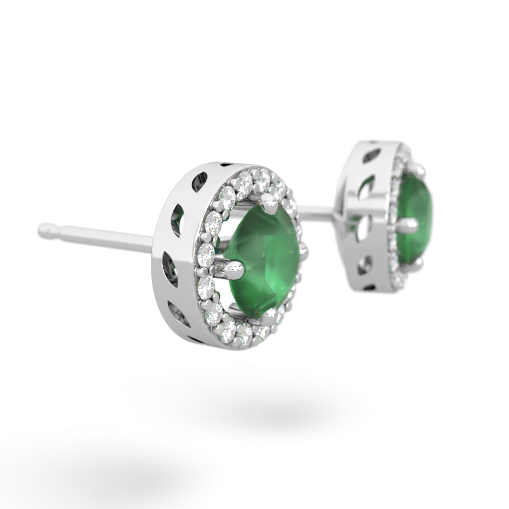 Emerald Halo 14K White Gold earrings E5320