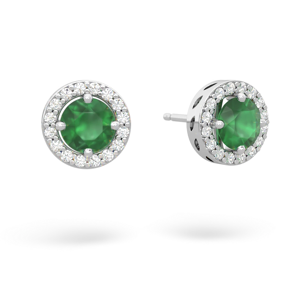 Emerald Halo 14K White Gold earrings E5320