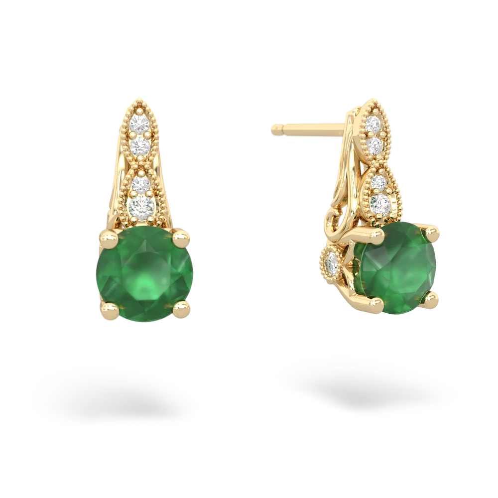 Emerald Antique Elegance 14K Yellow Gold earrings E3100