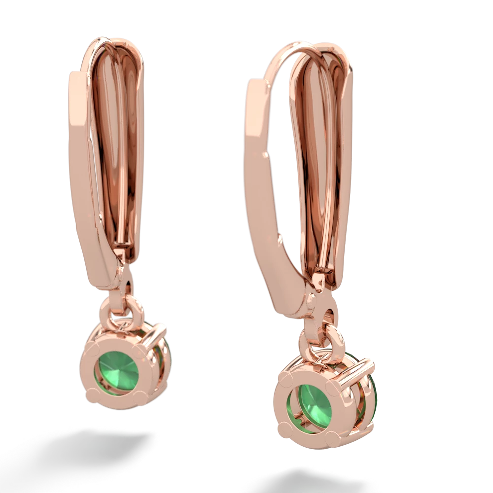 Emerald 5Mm Round Lever Back 14K Rose Gold earrings E2785