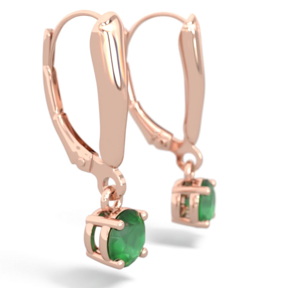 Emerald 5Mm Round Lever Back 14K Rose Gold earrings E2785