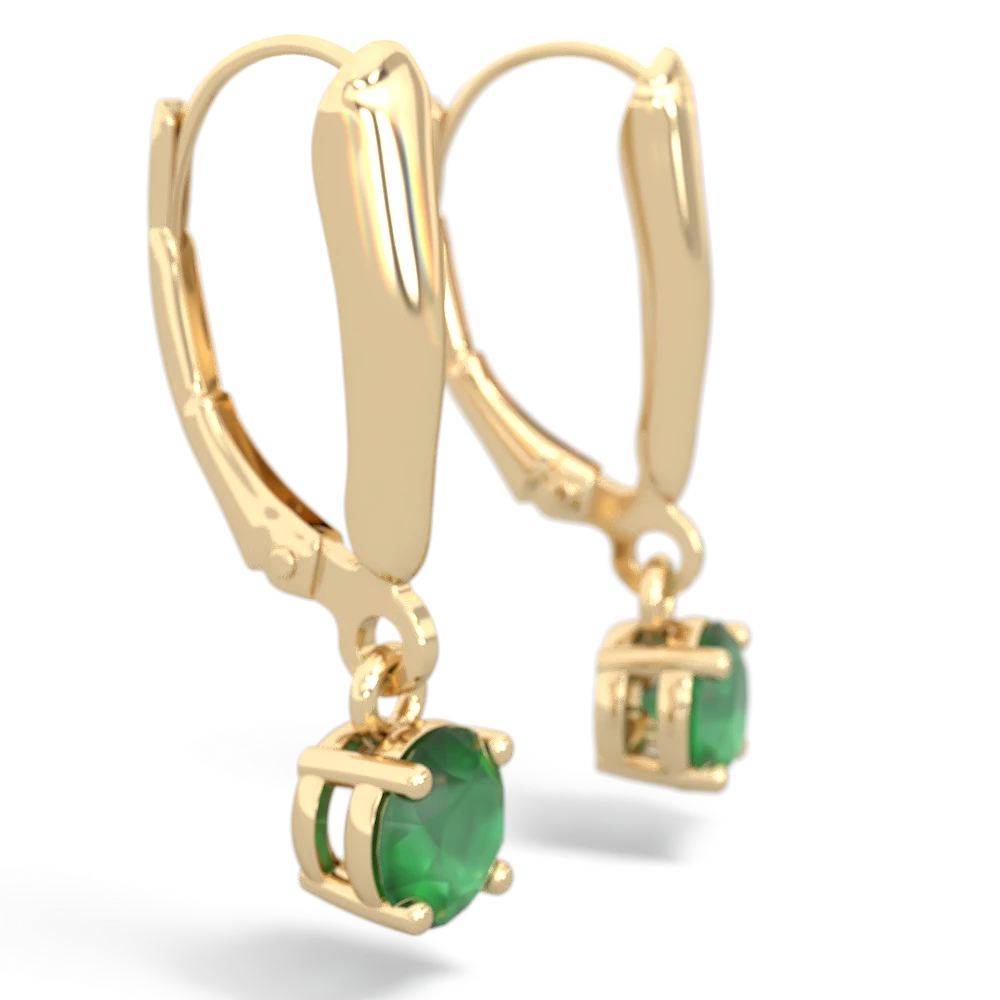 Emerald 5Mm Round Lever Back 14K Yellow Gold earrings E2785