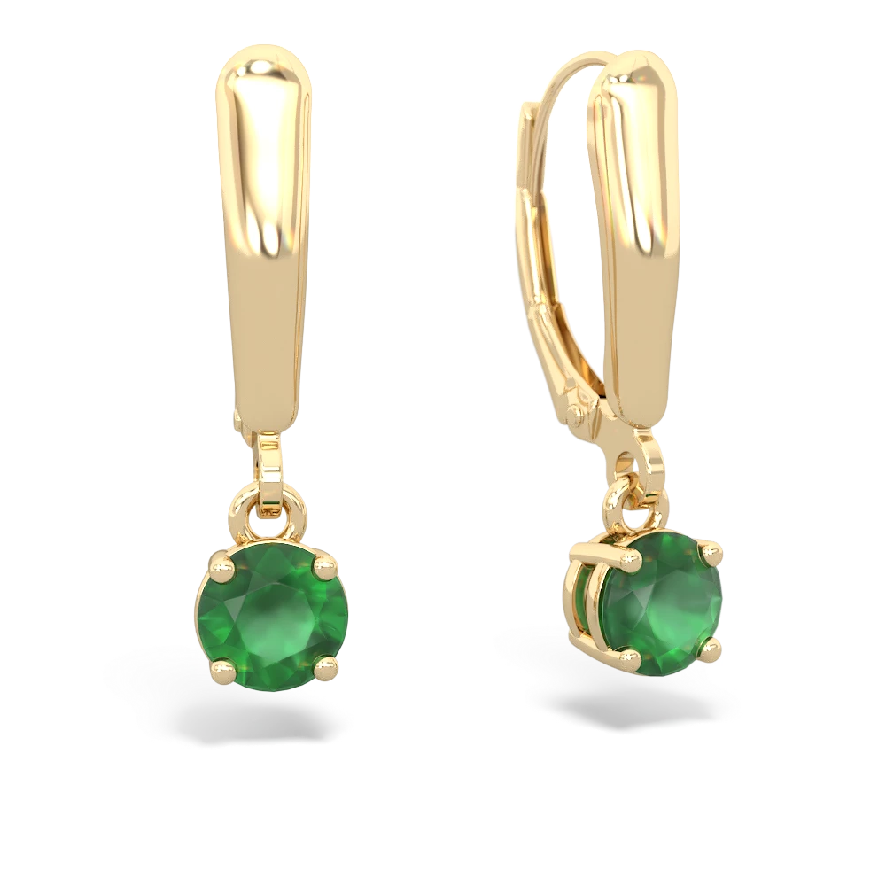 Emerald 5Mm Round Lever Back 14K Yellow Gold earrings E2785