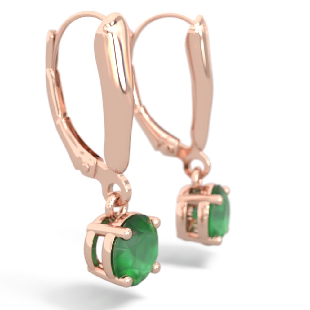 Emerald 6Mm  Round Lever Back 14K Rose Gold earrings E2786