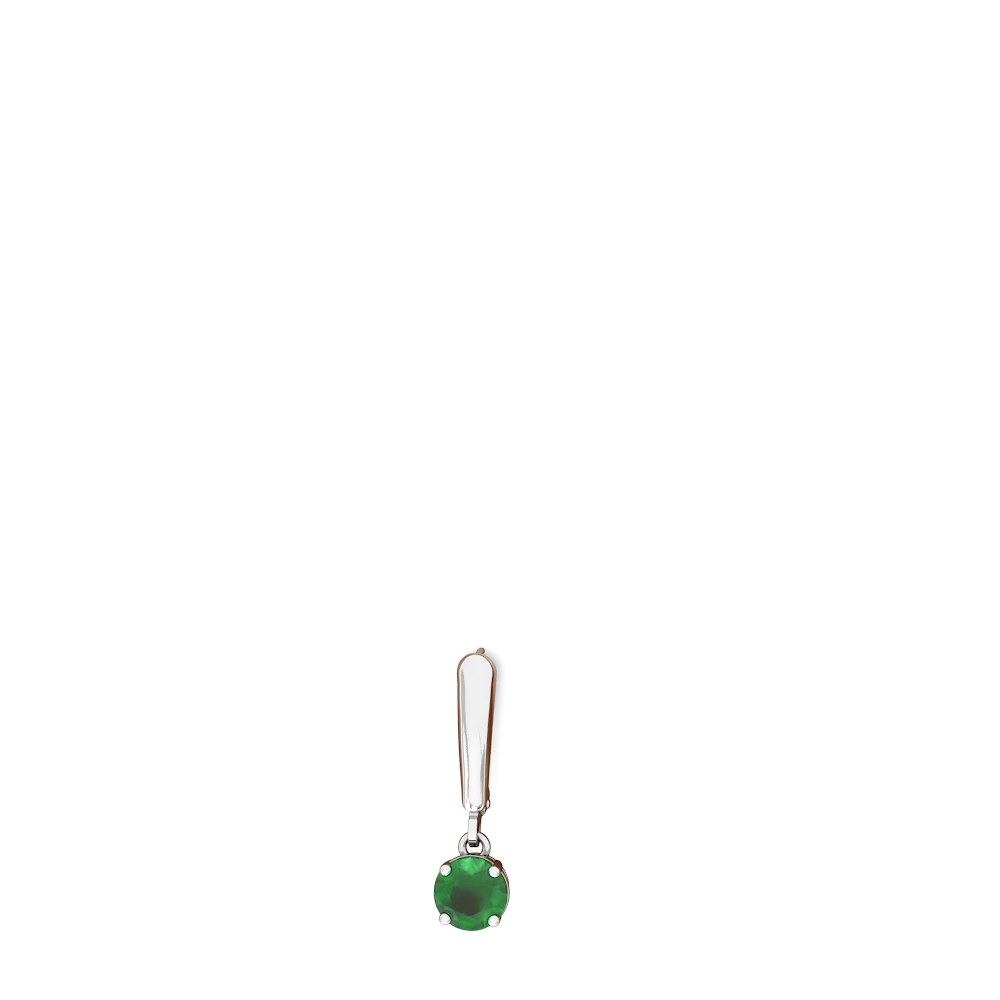 Emerald 6Mm  Round Lever Back 14K White Gold earrings E2786