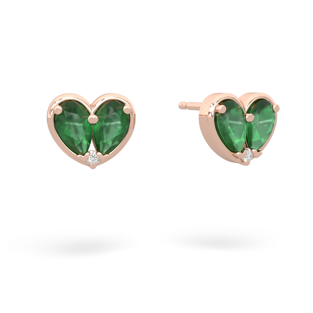 Emerald 'Our Heart' 14K Rose Gold earrings E5072