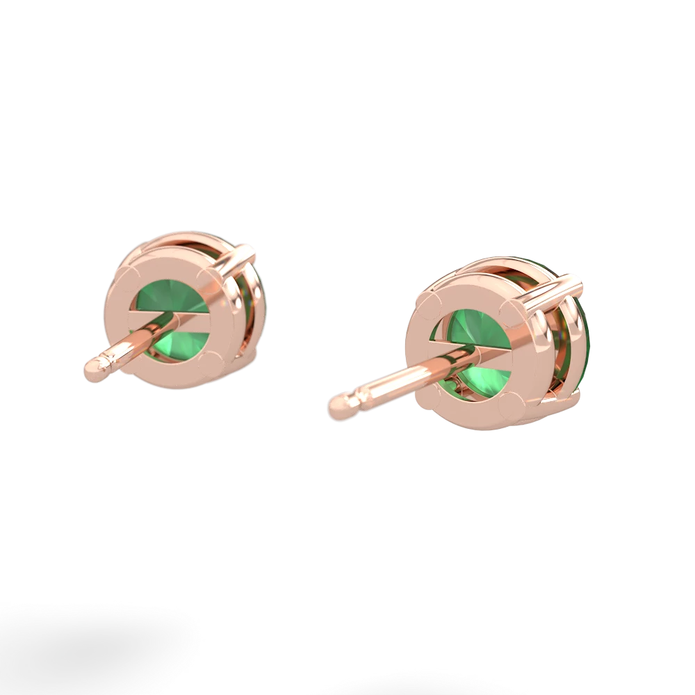 Emerald 6Mm Round Stud 14K Rose Gold earrings E1786