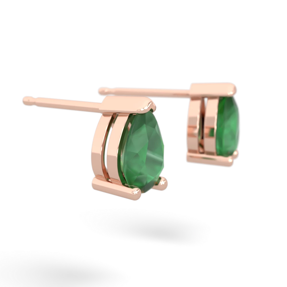 Emerald Teardrop Stud 14K Rose Gold earrings E1793