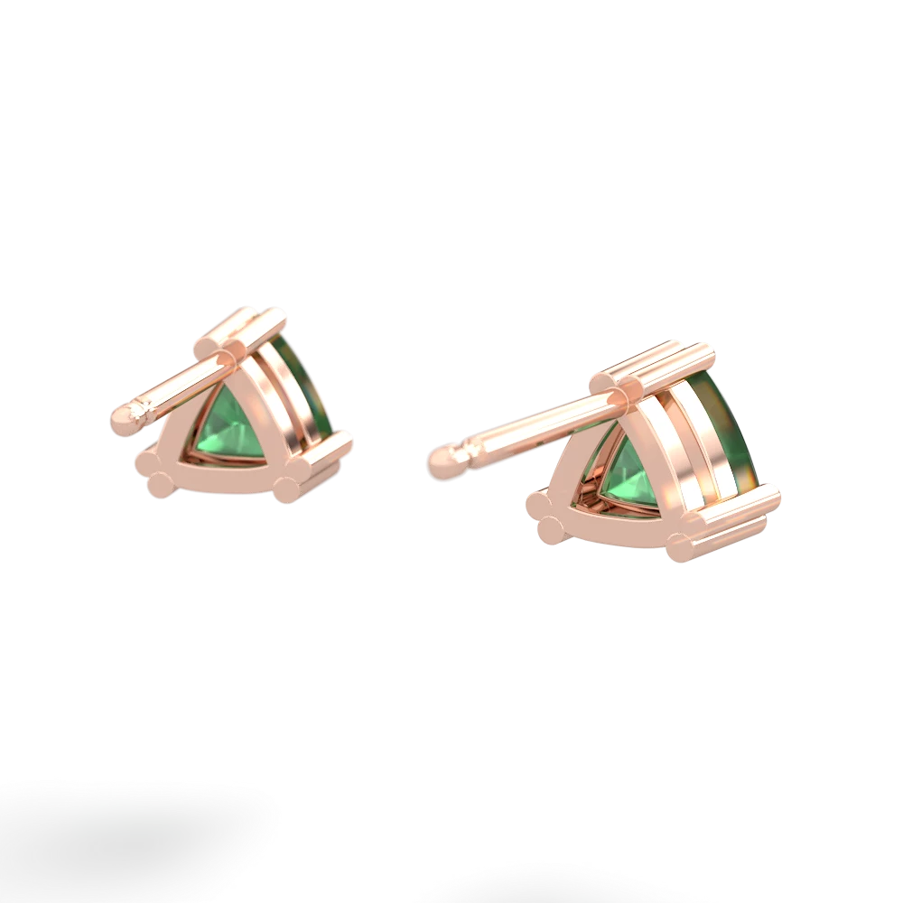 Emerald 5Mm Trillion Stud 14K Rose Gold earrings E1858