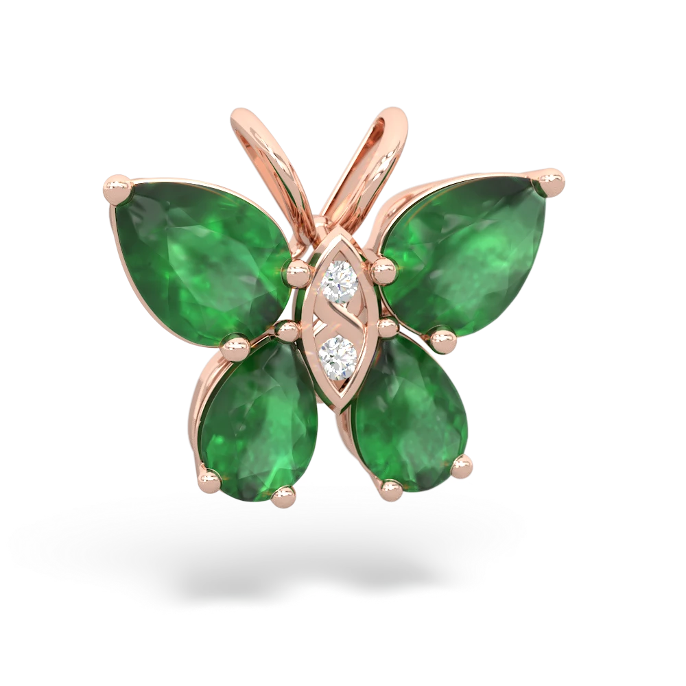 Emerald Butterfly 14K Rose Gold pendant P2215