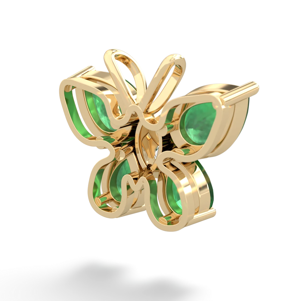 Emerald Butterfly 14K Yellow Gold pendant P2215