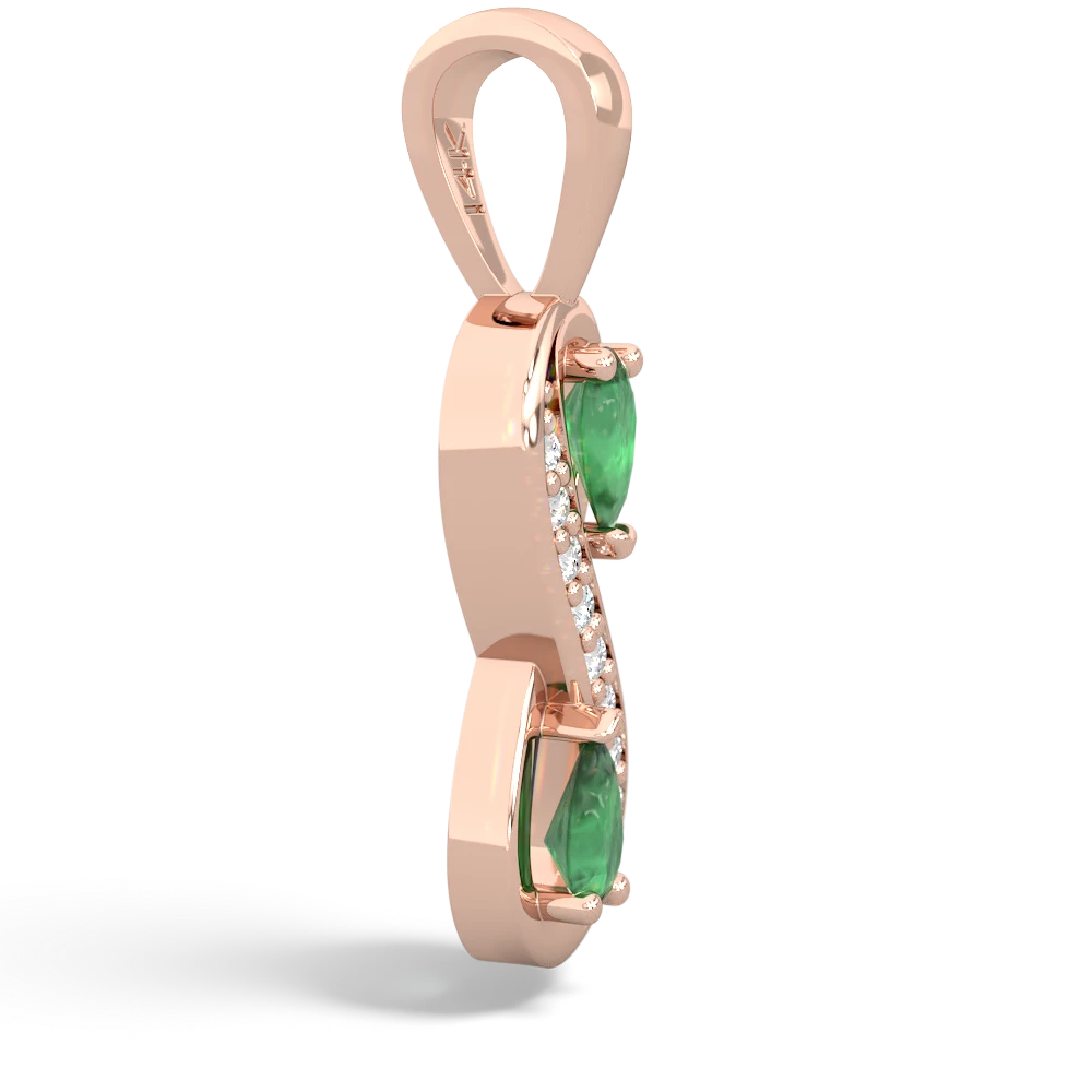 Emerald Diamond Infinity 14K Rose Gold pendant P5390