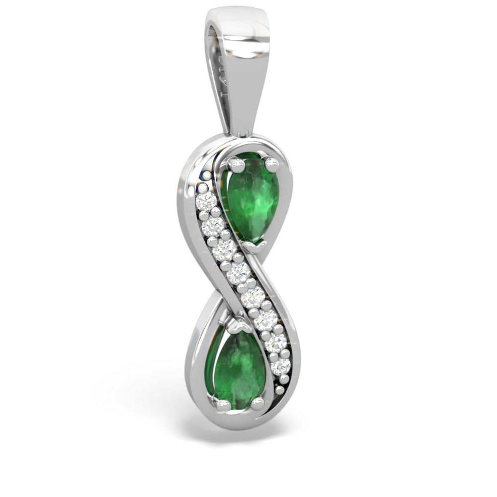 Emerald Diamond Infinity 14K White Gold pendant P5390