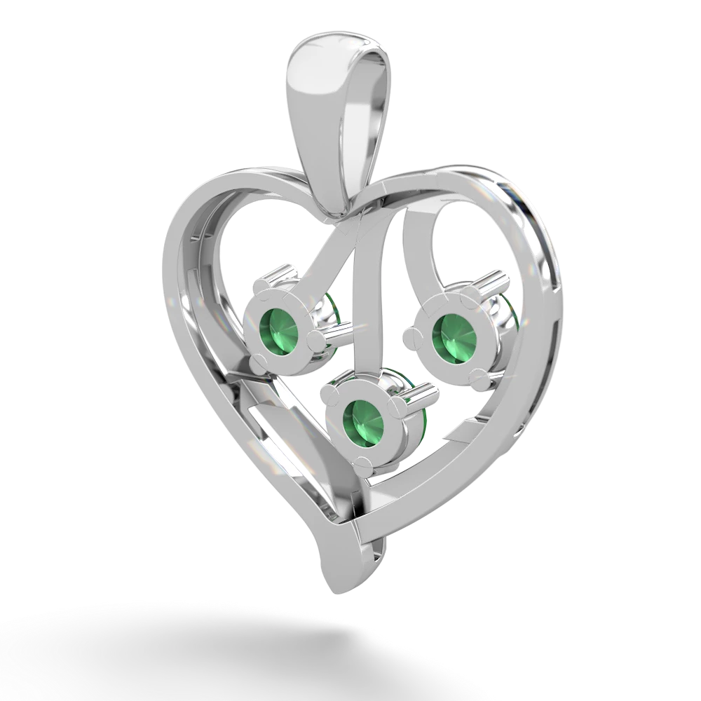 White Topaz Glowing Heart 14K White Gold pendant P2233