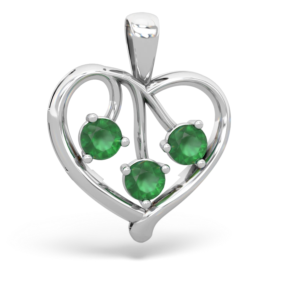 White Topaz Glowing Heart 14K White Gold pendant P2233