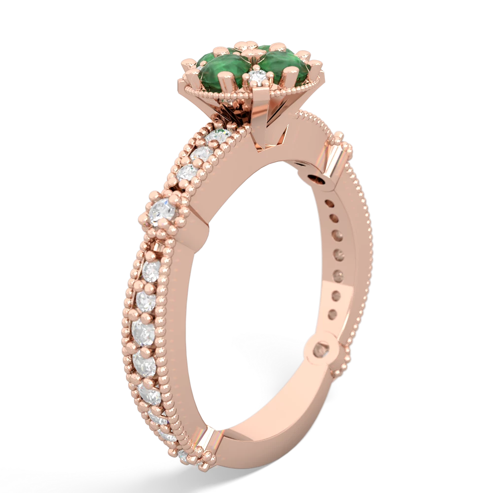 Emerald Milgrain Antique Style 14K Rose Gold ring R26293RD