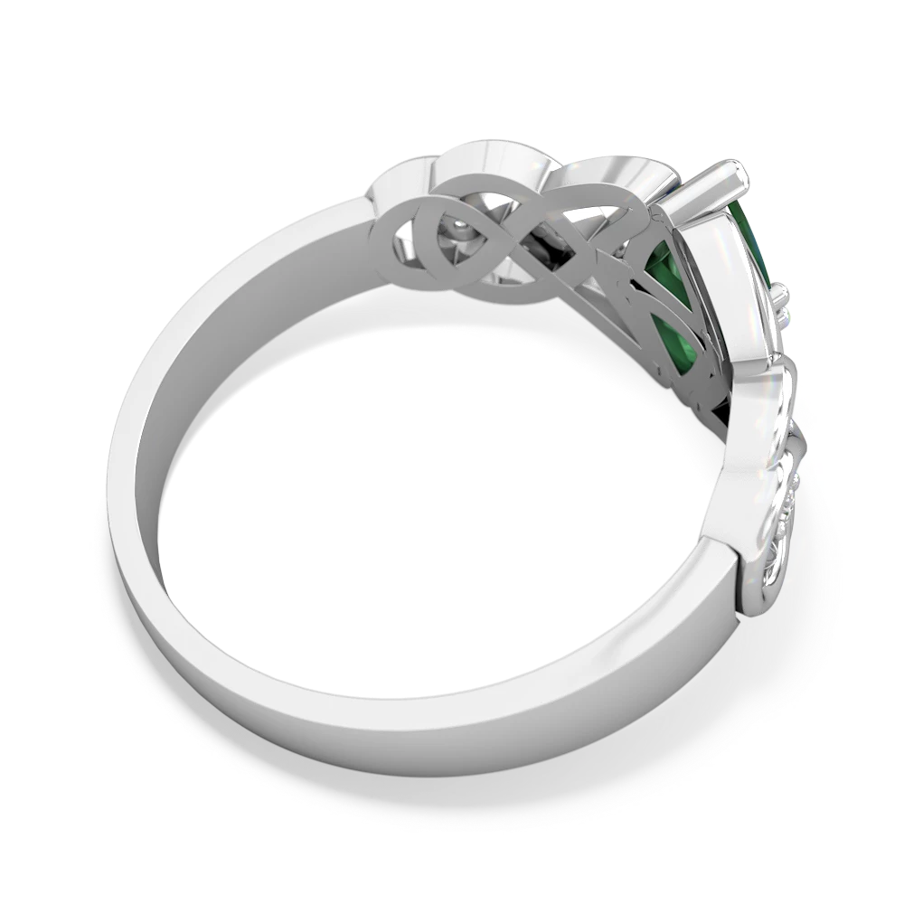 Emerald Keepsake Celtic Knot 14K White Gold ring R5300