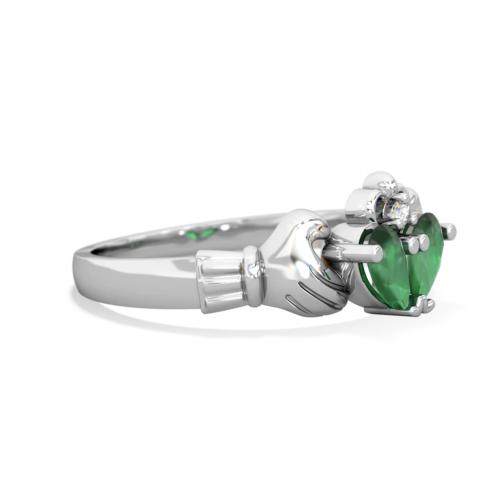 Emerald 'Our Heart' Claddagh 14K White Gold ring R2388