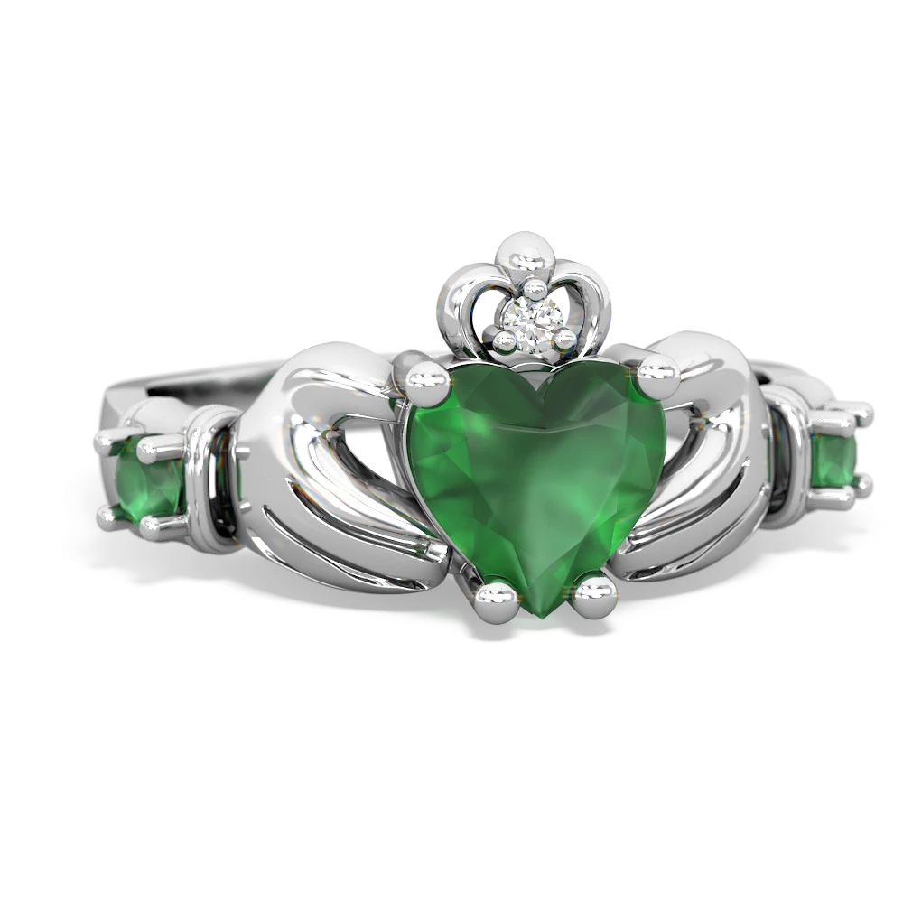 Peridot Claddagh Keepsake 14K White Gold ring R5245