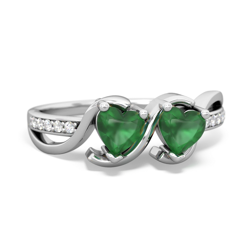 Emerald Side By Side 14K White Gold ring R3090