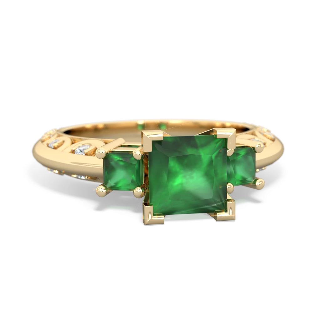 Lab Emerald Eternal Embrace Engagement 14K Yellow Gold ring C2001