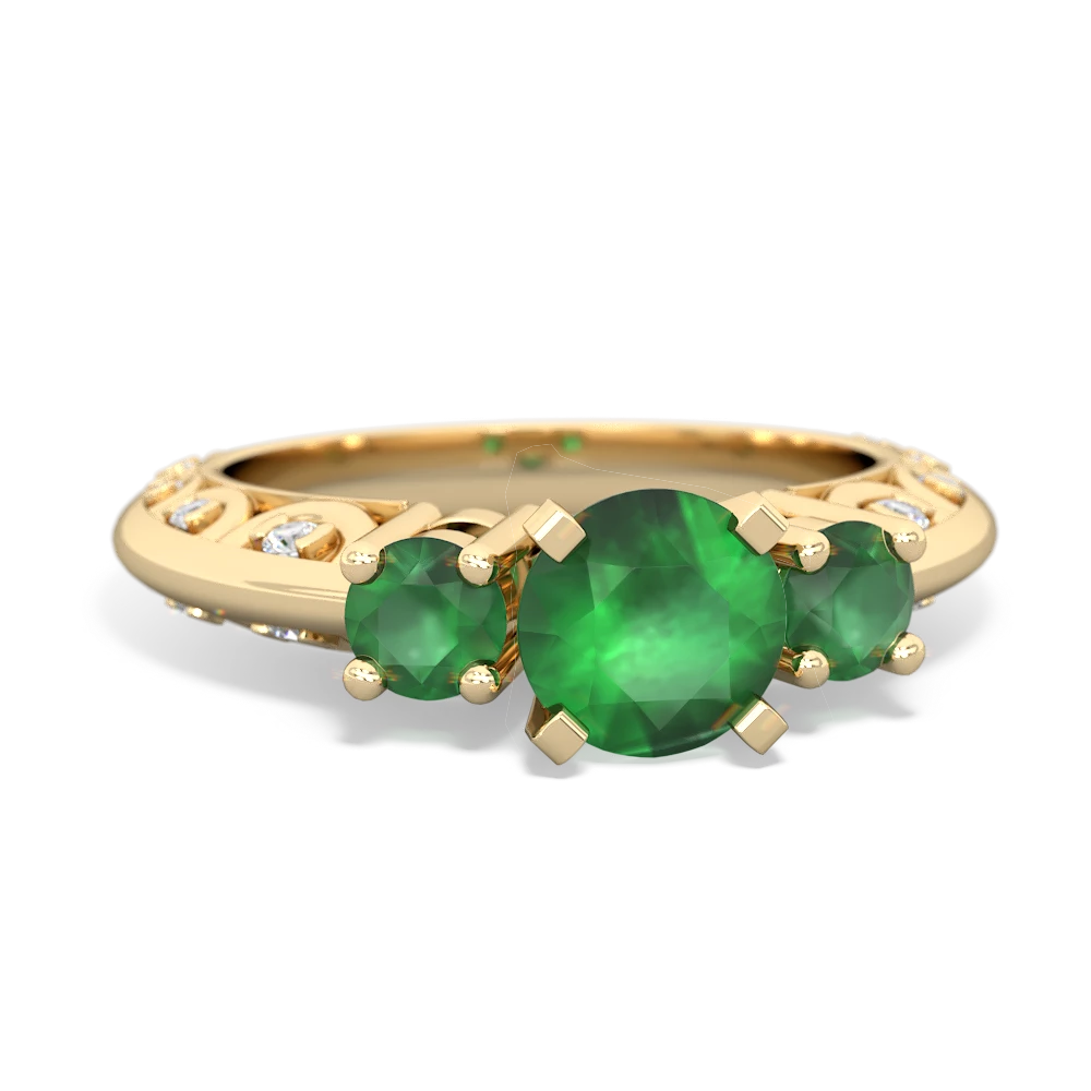 Emerald Art Deco 14K Yellow Gold ring C2003
