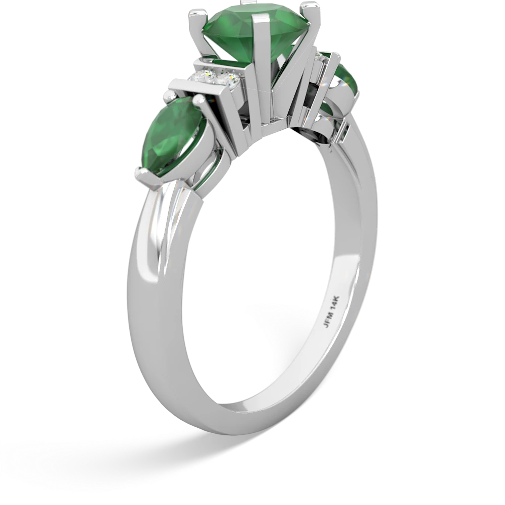 Lab Emerald 6Mm Round Eternal Embrace Engagement 14K White Gold ring R2005