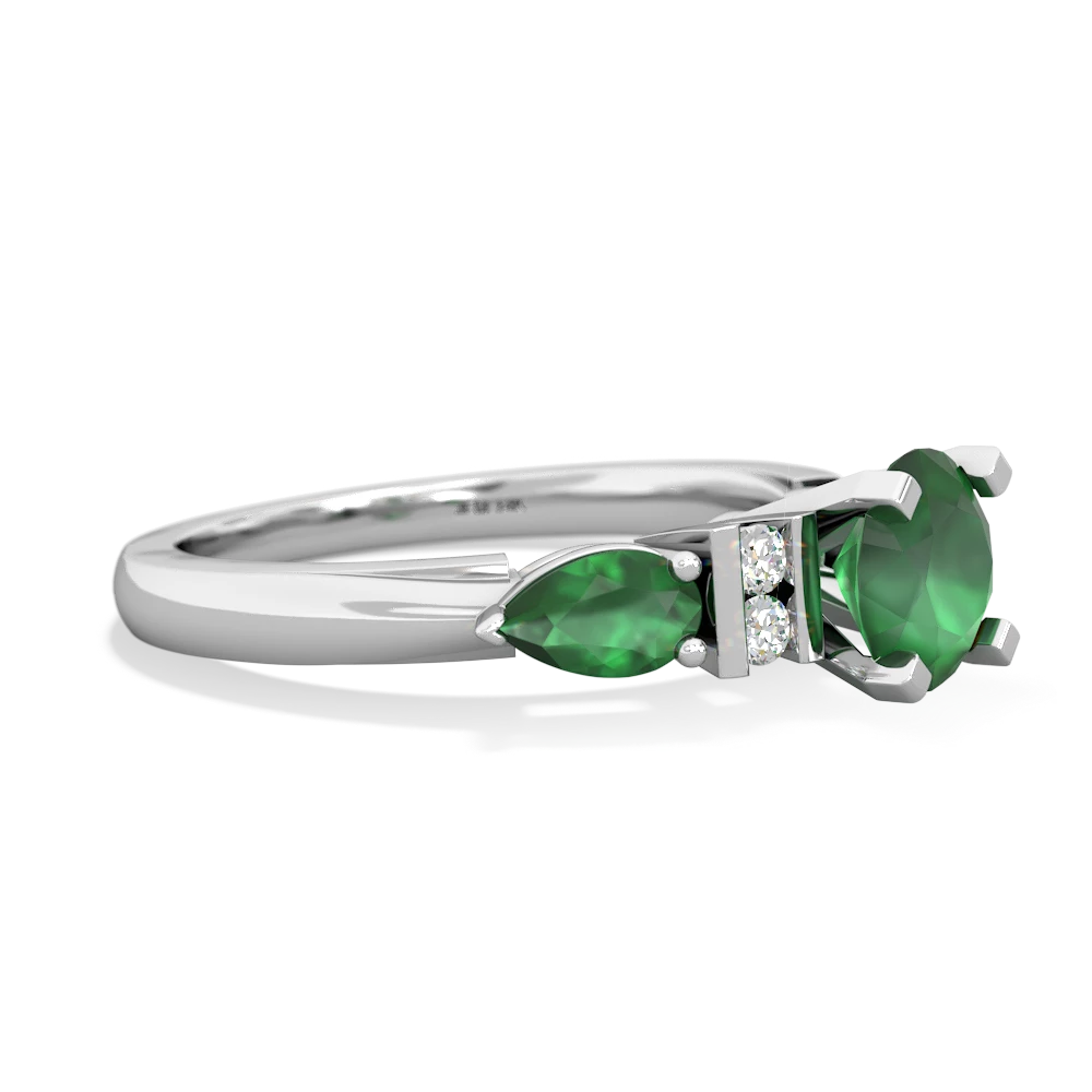 Emerald 6Mm Round Eternal Embrace Engagement 14K White Gold ring R2005