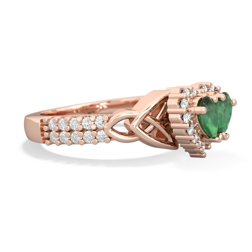 Emerald Celtic Knot Engagement 14K Rose Gold ring R2644HRT