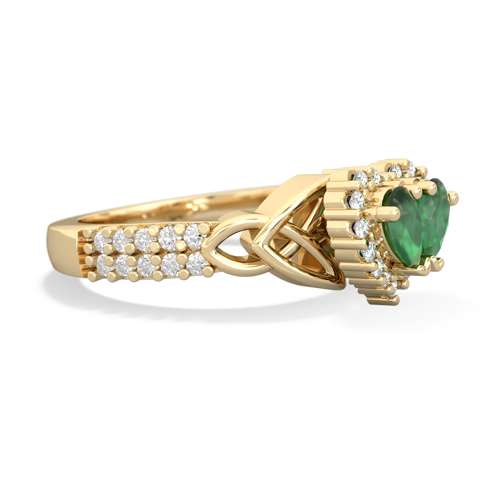 Emerald Celtic Knot Engagement 14K Yellow Gold ring R2644HRT