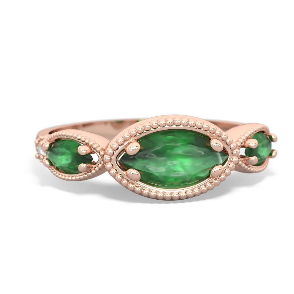 Emerald Milgrain Marquise 14K Rose Gold ring R5700