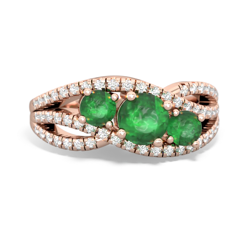 Emerald Three Stone Aurora 14K Rose Gold ring R3080