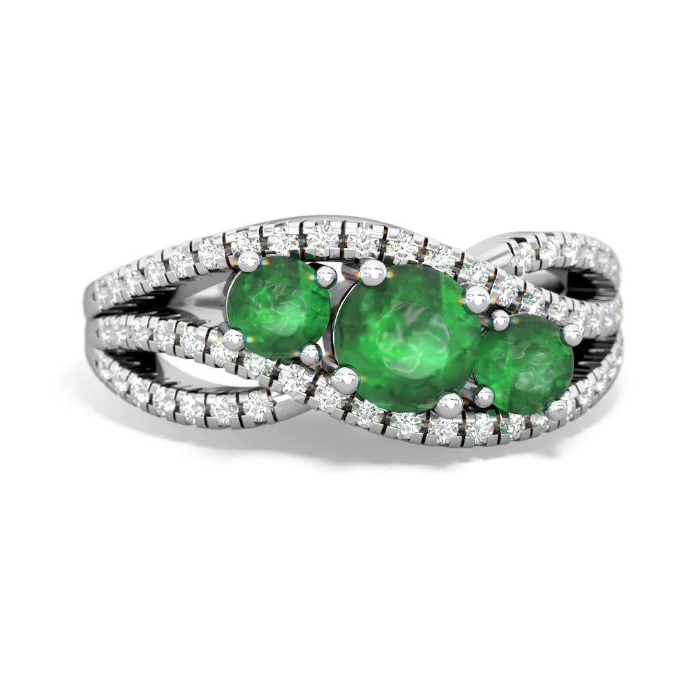 Peridot Three Stone Aurora 14K White Gold ring R3080