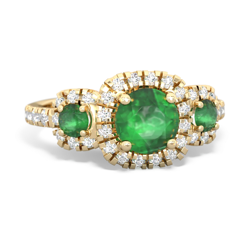 Lab Emerald Regal Halo 14K Yellow Gold ring R5350