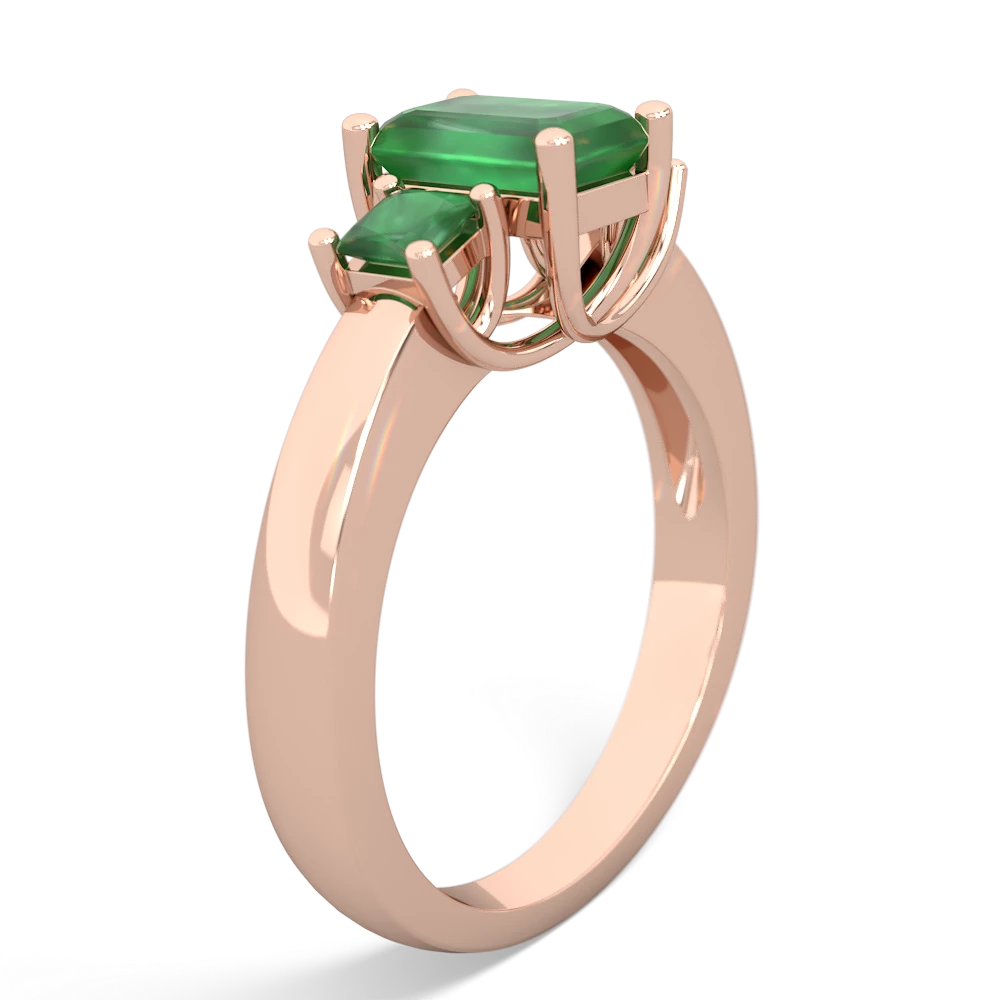 Lab Sapphire Three Stone Emerald-Cut Trellis 14K Rose Gold ring R4021