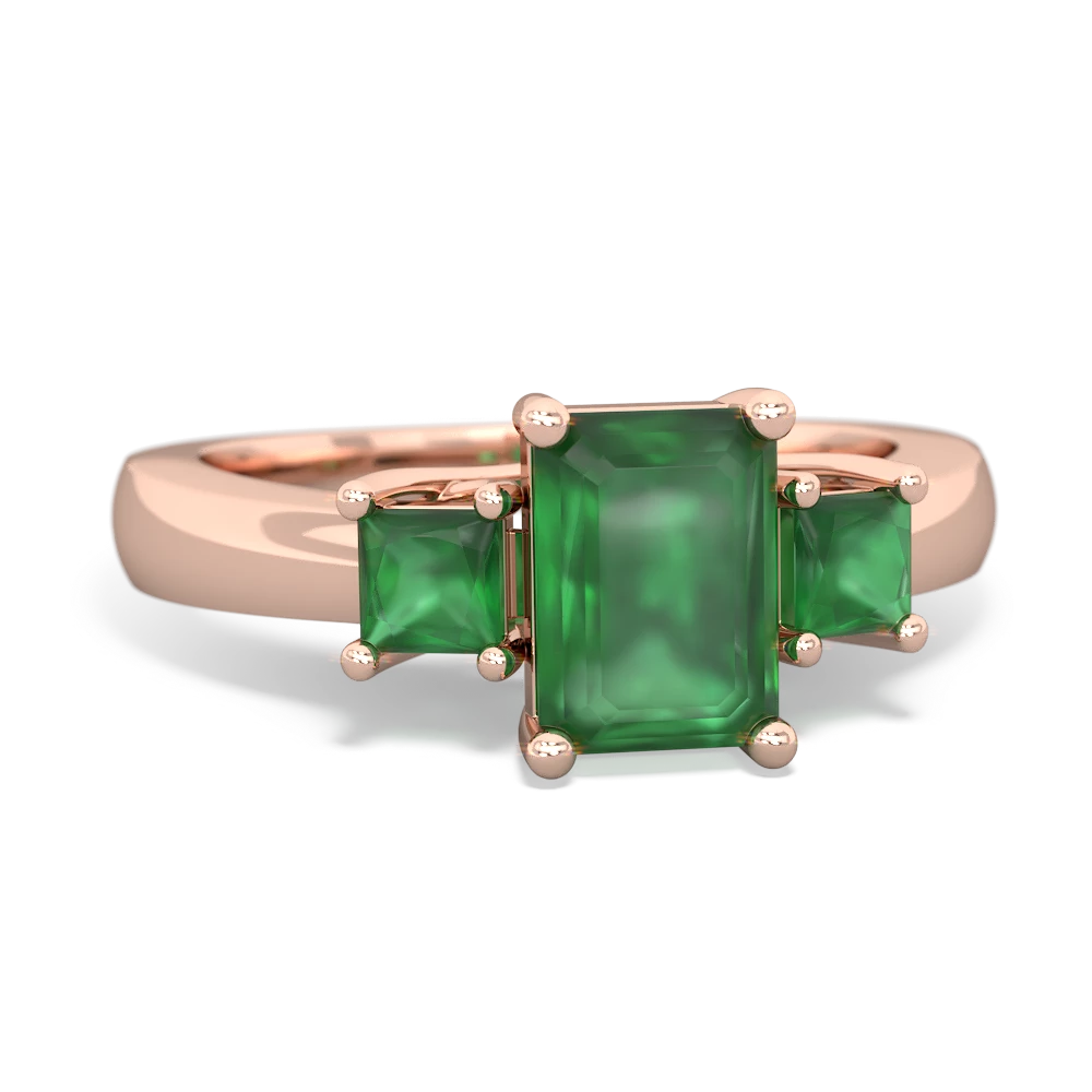 Onyx Three Stone Emerald-Cut Trellis 14K Rose Gold ring R4021