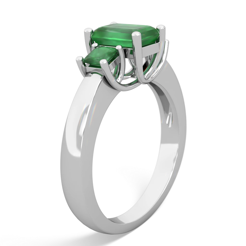 Onyx Three Stone Emerald-Cut Trellis 14K White Gold ring R4021