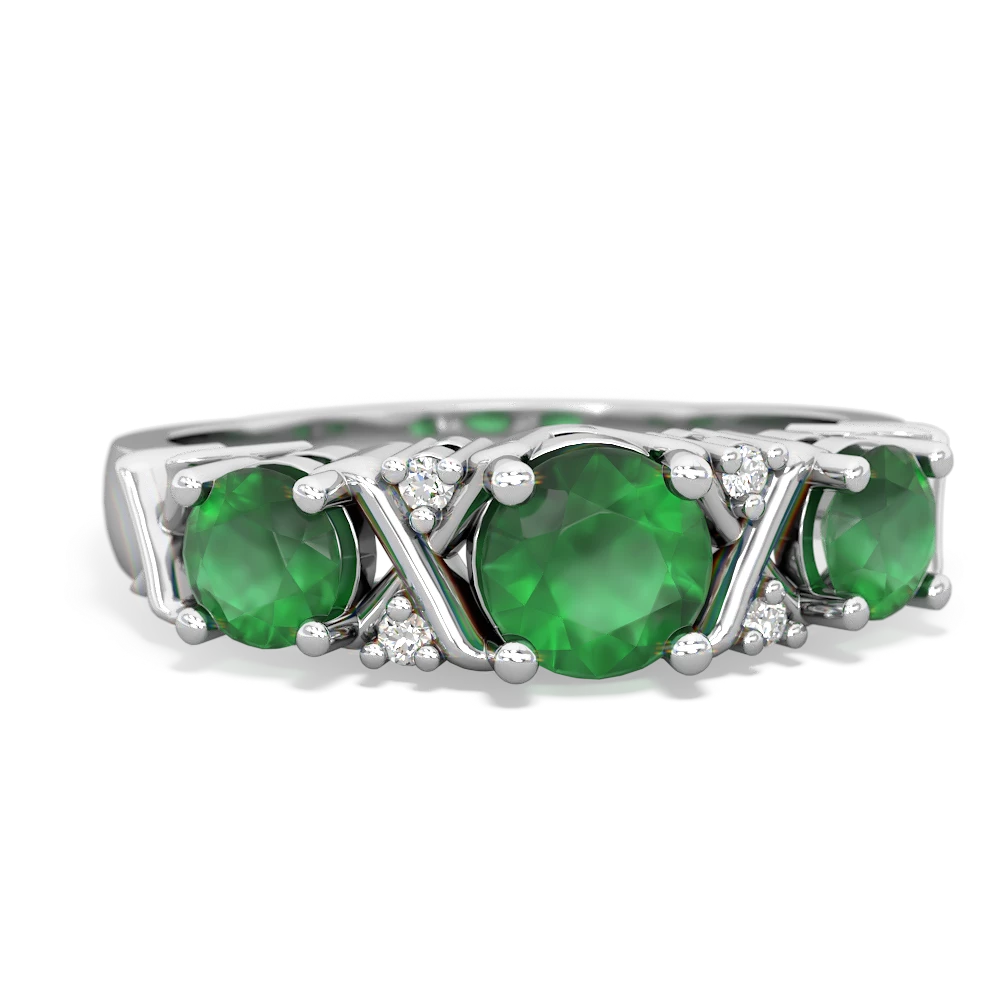 Lab Emerald Hugs And Kisses 14K White Gold ring R5016