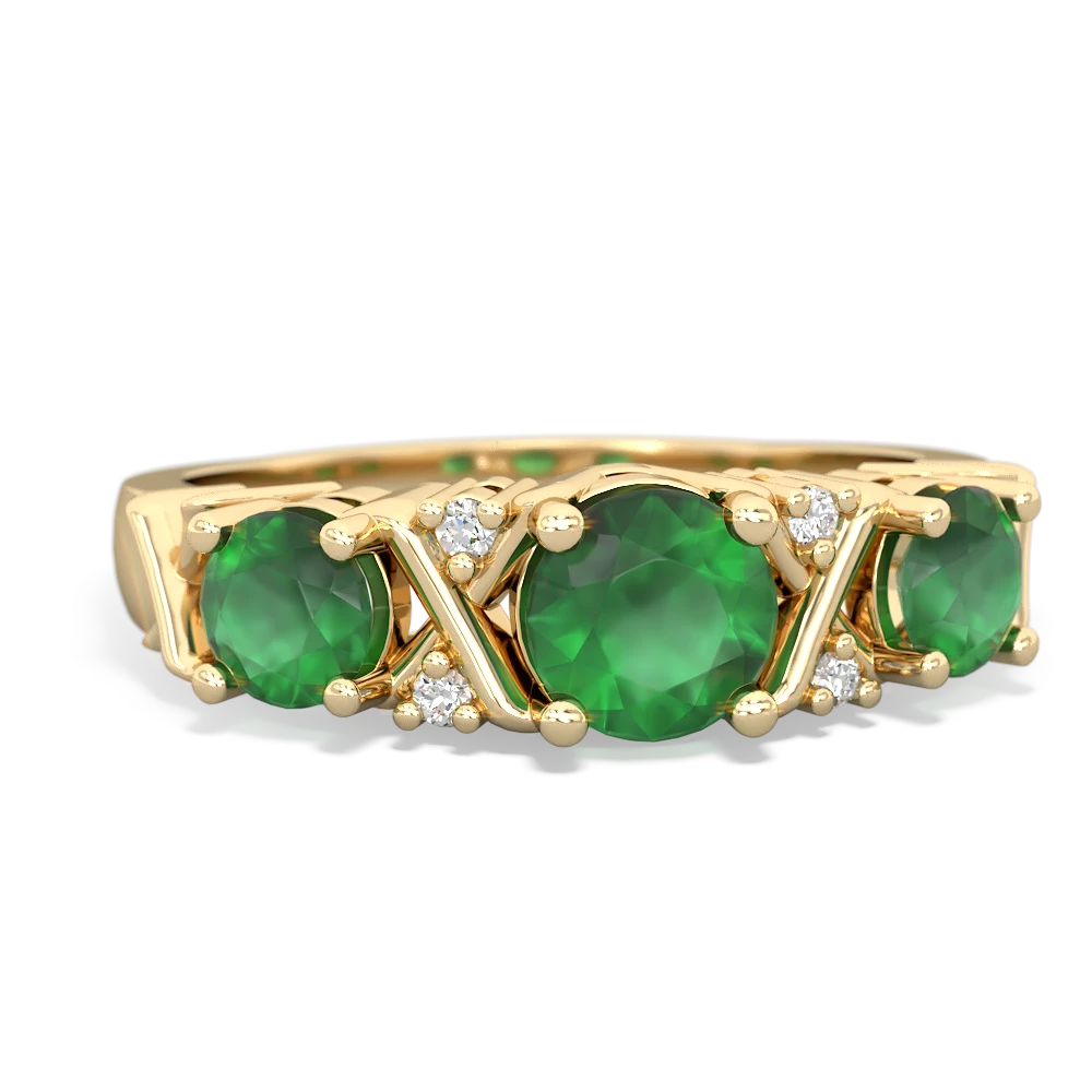 Emerald Hugs And Kisses 14K Yellow Gold ring R5016