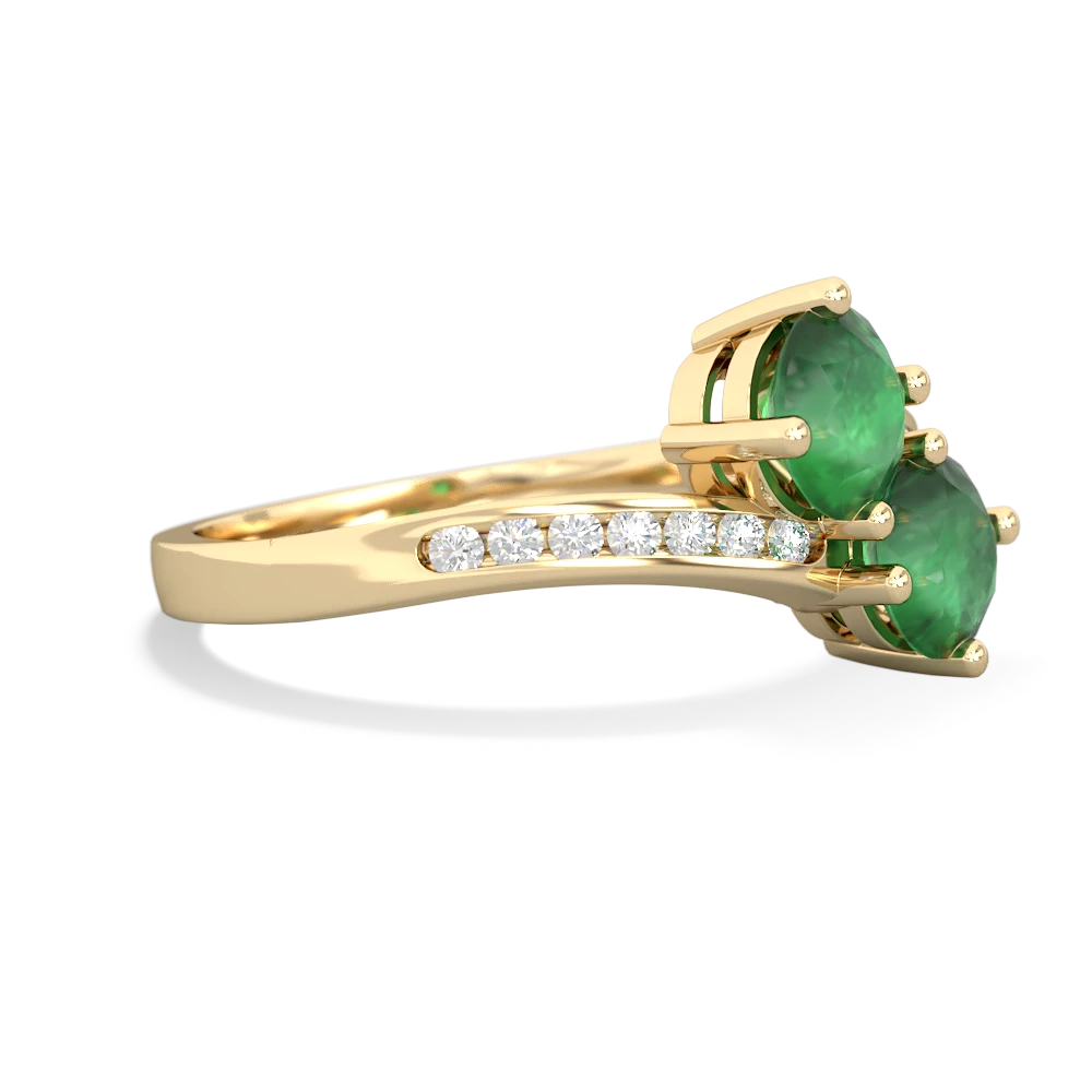 Emerald Channel Set Two Stone 14K Yellow Gold ring R5303